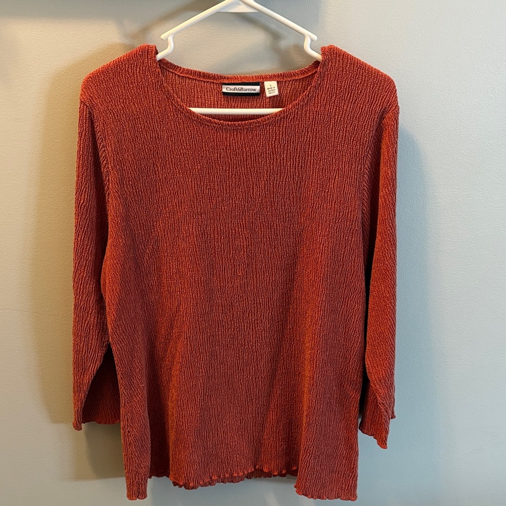 Croft & Barrow Burnt Orange Textured Top